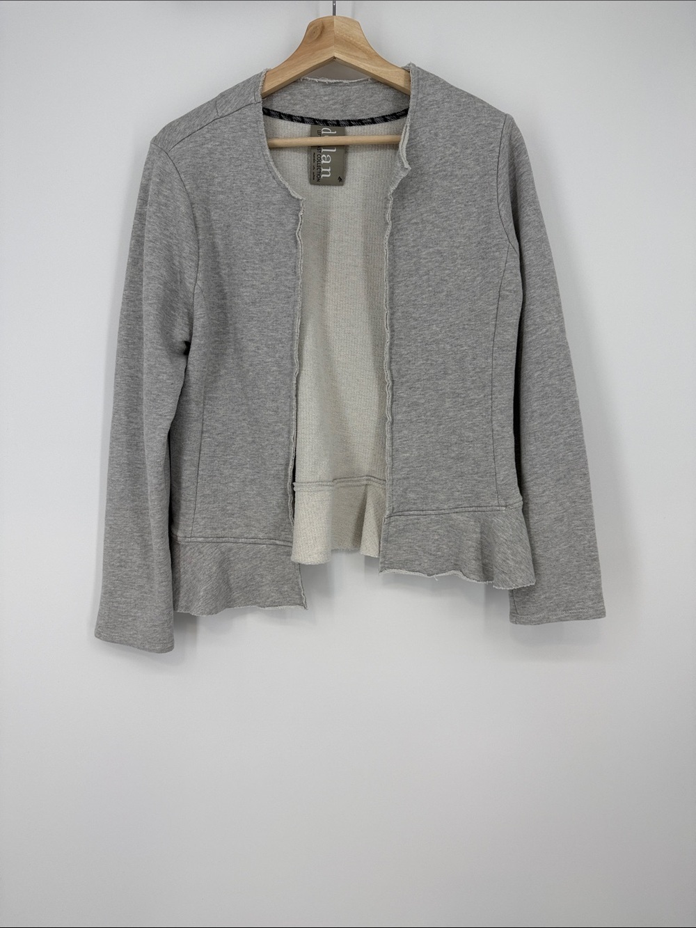 Anthropologie Dolan Heather Gray Open-Front Ruffle Jacket